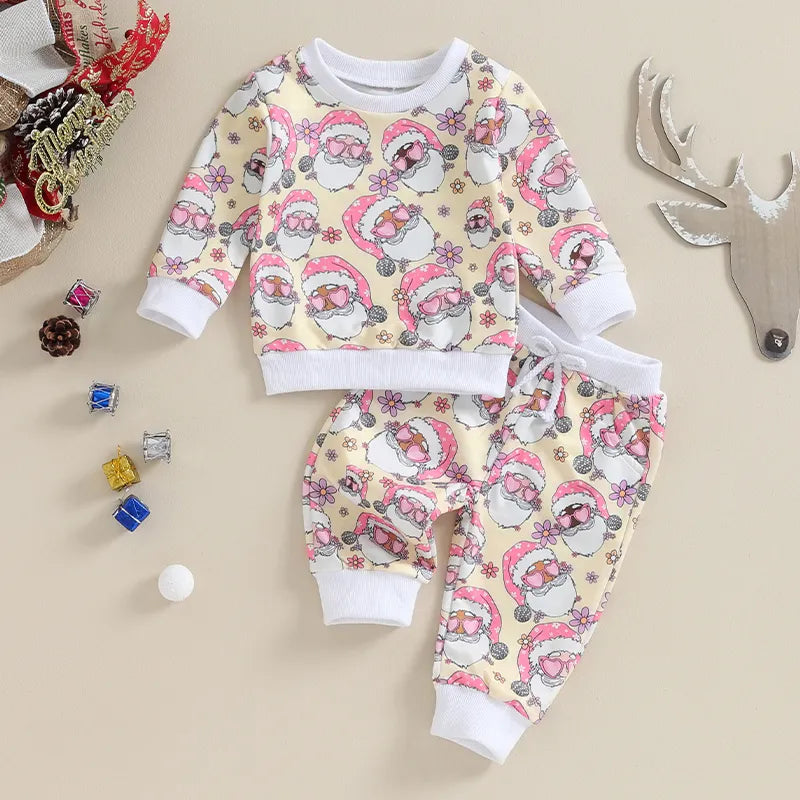 Baby Christmas Cartoon Santa Claus Print Set