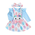 3Pcs Outfits Set Short Sleeve Romper Suspender Skirt With Headband