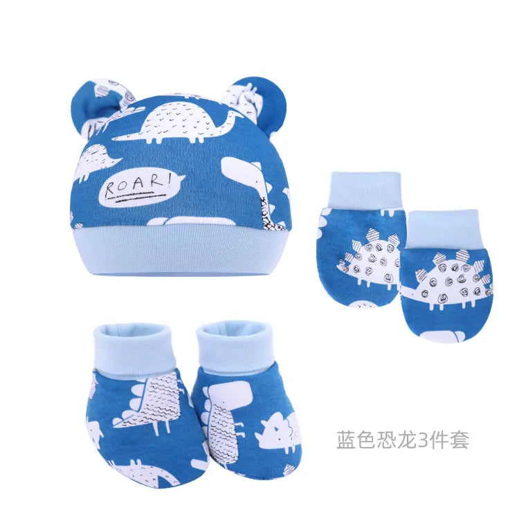 5pcs Baby Cartoon Anti-scratch Gloves Hat Foot Cover Set