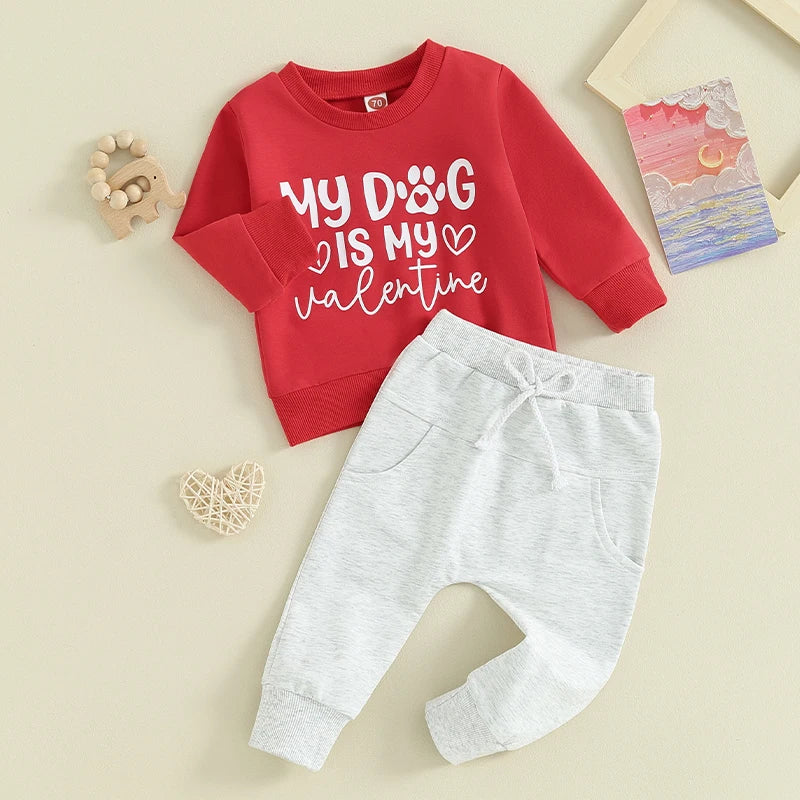 Crewneck Sweatshirt Red Jogger Pants Valentine s Day Outfit