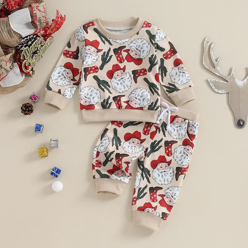 Baby Christmas Cartoon Santa Claus Print Set