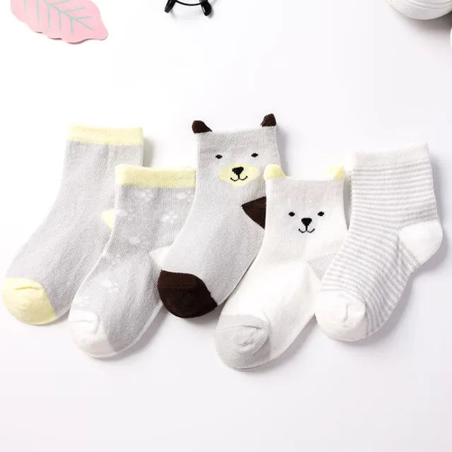 5 Pair Infant Cartoon Socks Cotton