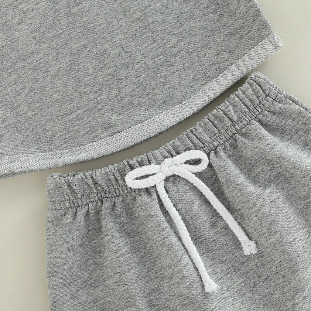 2Pcs Summer Clothing Casual Sleeveless Hooded Top + Shorts