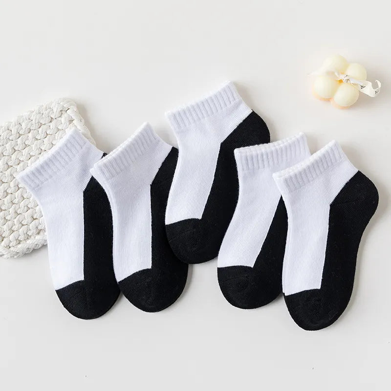 5 Pair Cotton Solid Children Socks