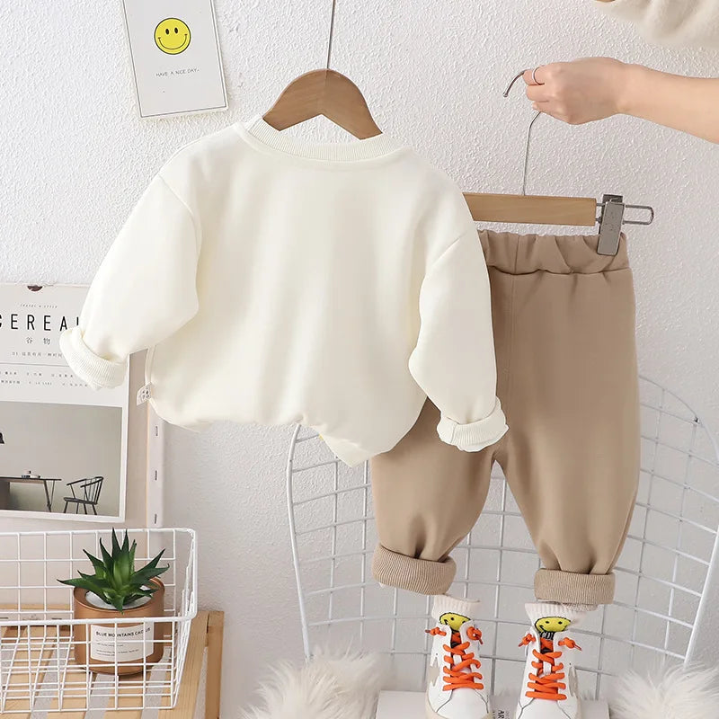 Children Clothing Baby Boys Outfit Sets  New Winter Kids Clothes Boys Print Top+Pant Suit For Girls Clothes 1-2-3-4 Year