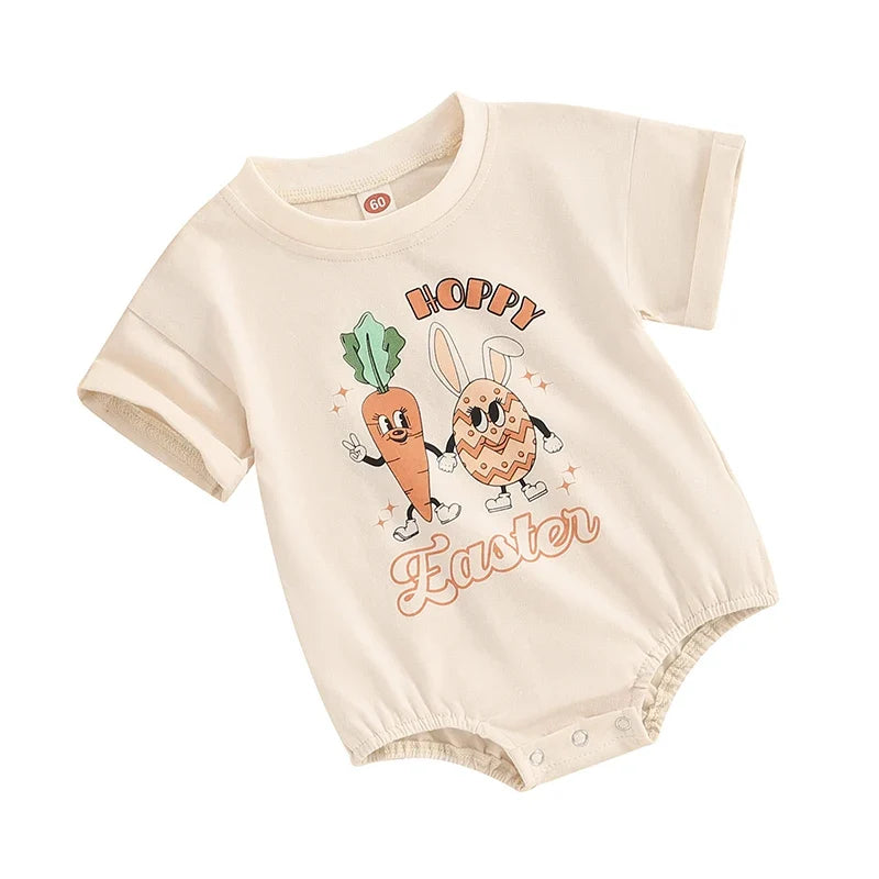 Bunny Printed Short Sleeve  Romper