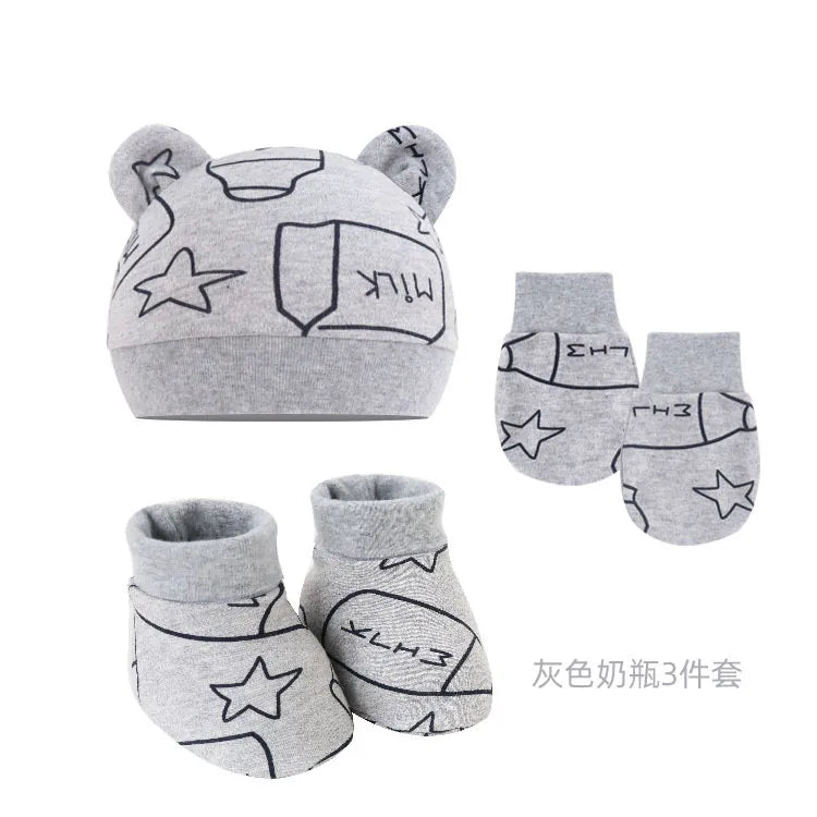 5pcs Baby Cartoon Anti-scratch Gloves Hat Foot Cover Set