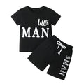"Little Man" Short Sleeves Letters Printed Tee and Shorts