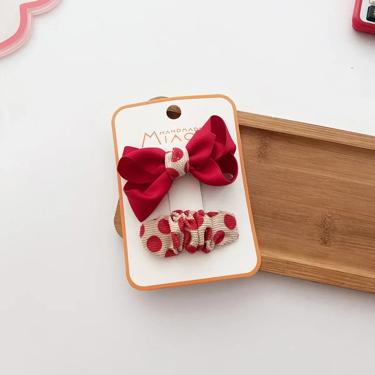 2/4PCS Red Christmas Baby Hair Pins