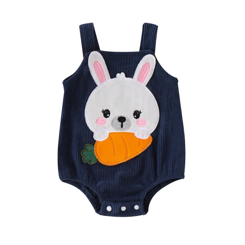 Carrot Embroidery Romper Overall