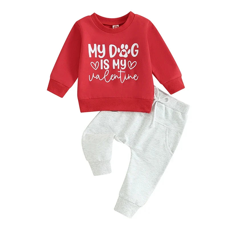 Crewneck Sweatshirt Red Jogger Pants Valentine s Day Outfit