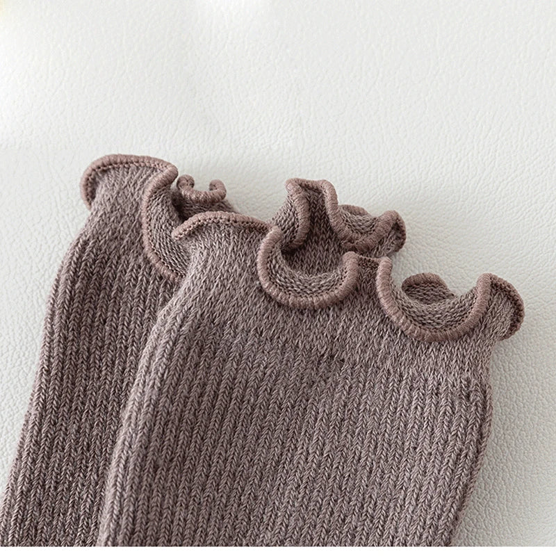 Baby Girl Knee High Socks Newborn Baby Socks Solid Color Cotton Ruffle Kids Long Socks Toddler Girls Christmas Children's Socka