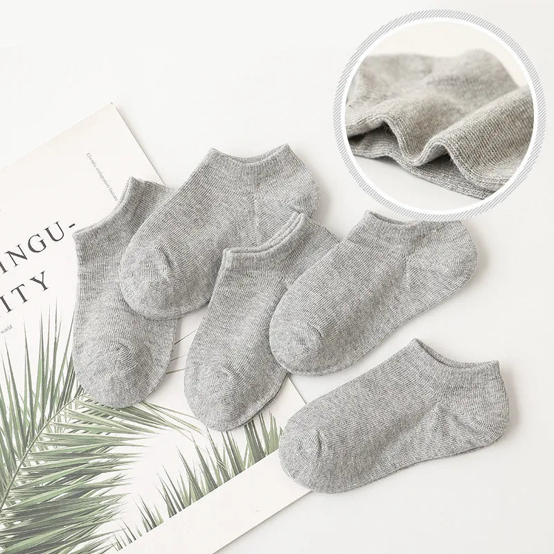5 Pair Cotton Solid Children Socks