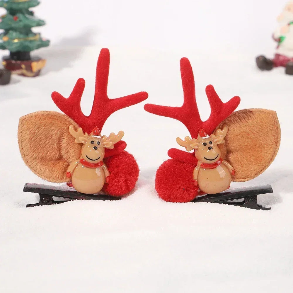 1pair Christmas Party New Years Antler Hair Clips