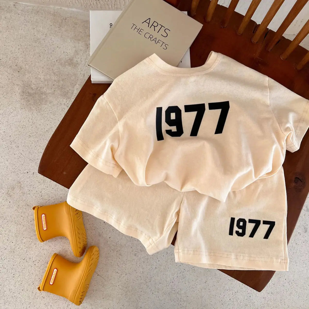 Cotton 1977 Print short sleeve Top and Bottom Set