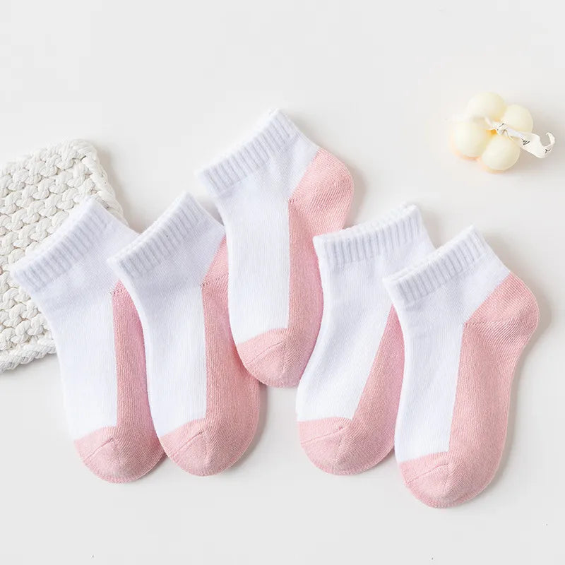 5 Pair Cotton Solid Children Socks