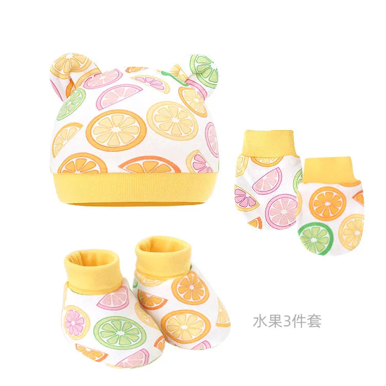 5pcs Baby Cartoon Anti-scratch Gloves Hat Foot Cover Set