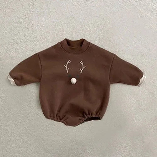Cozy Baby Christmas Cartoon Hooded Bodysuits