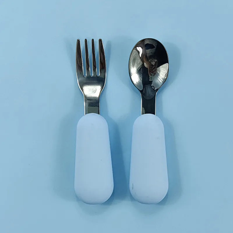 Baby Gadgets Tableware Set Children Utensil Stainless Steel Toddler Dinnerware Cutlery Cartoon Infant Food Feeding Spoon Fork