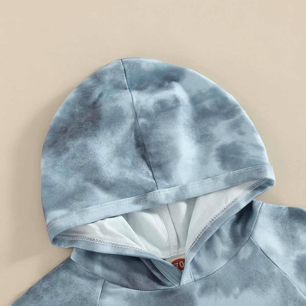 2Pcs Casual Clothing Set Short Sleeve Hooded Tie-Dye  Pritned Top and Shorts