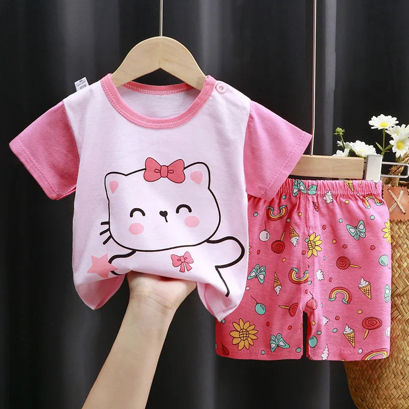 Cartoon print Newborn baby Clothes set