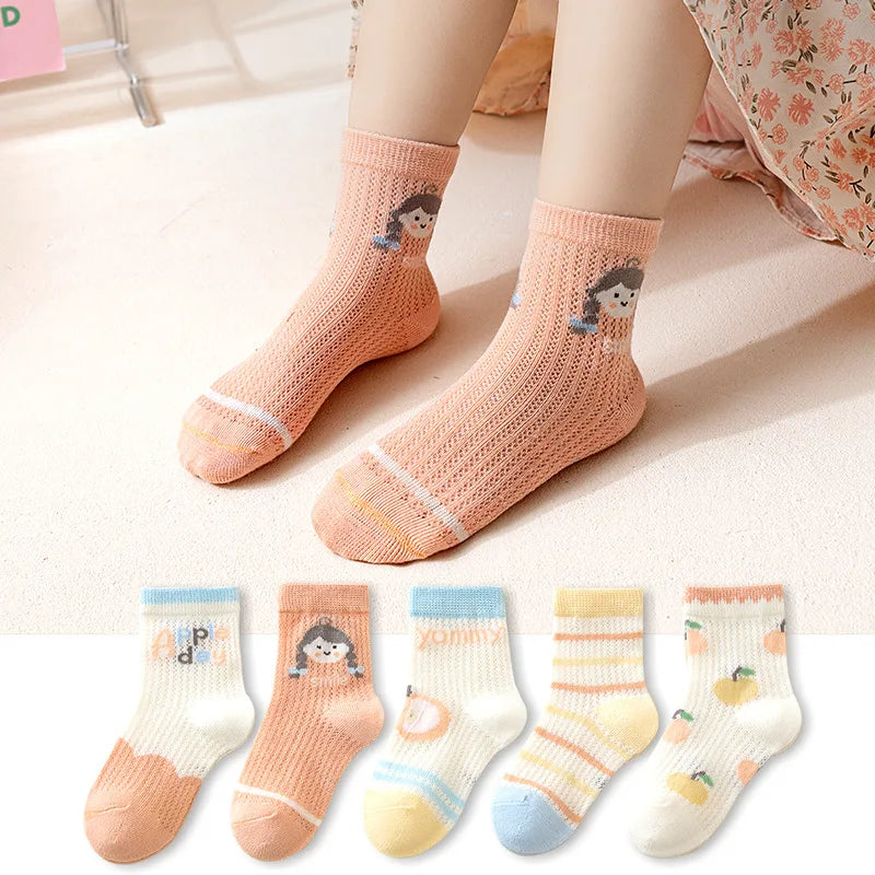 5 Pairs Socks Cotton Breathable Mesh