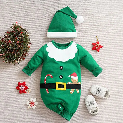 Cozy Baby Christmas Cartoon Hooded Bodysuits