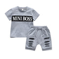 "Mini Boss" Letters Print T-shirt and Shorts Outfit