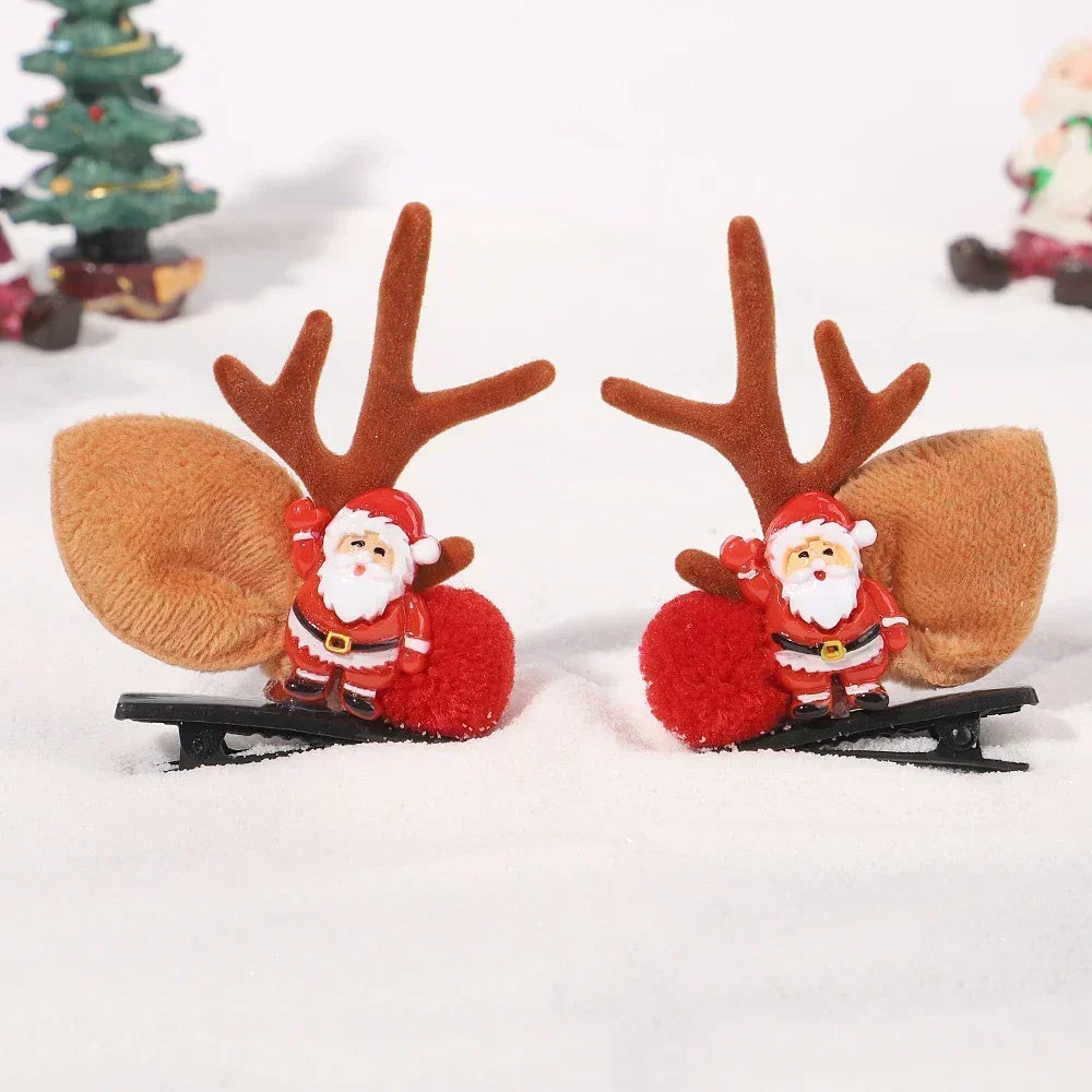 1pair Christmas Party New Years Antler Hair Clips