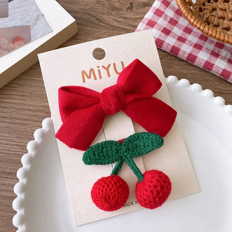 2/4PCS Red Christmas Baby Hair Pins
