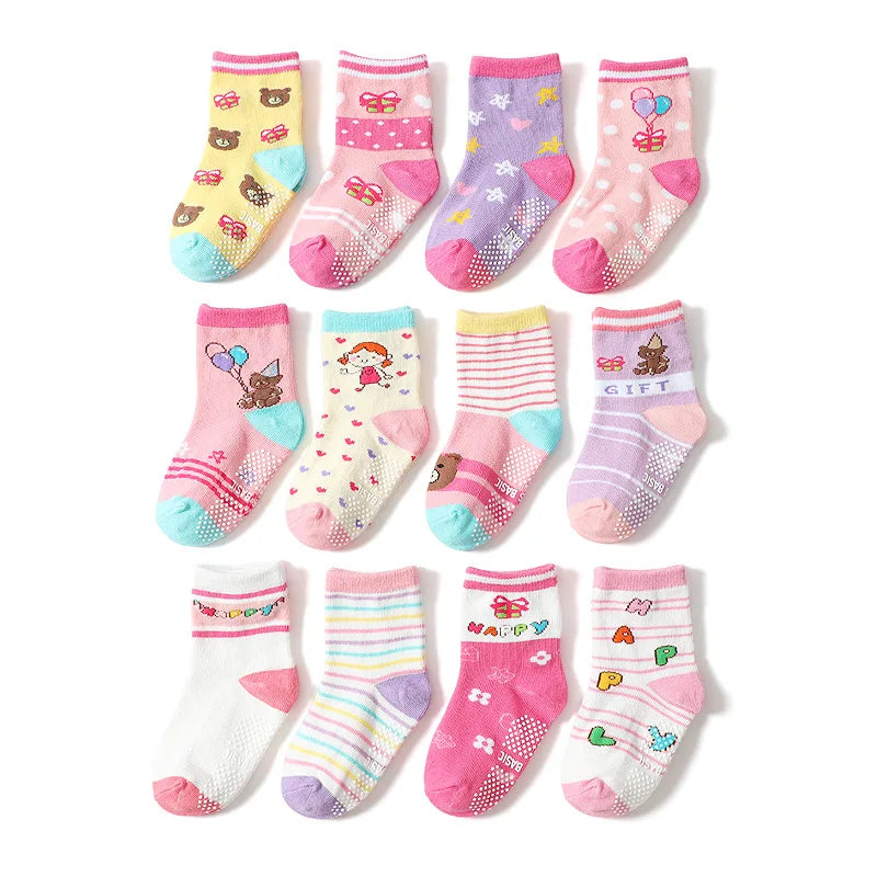 12 Pairs Cotton Non Slip Socks