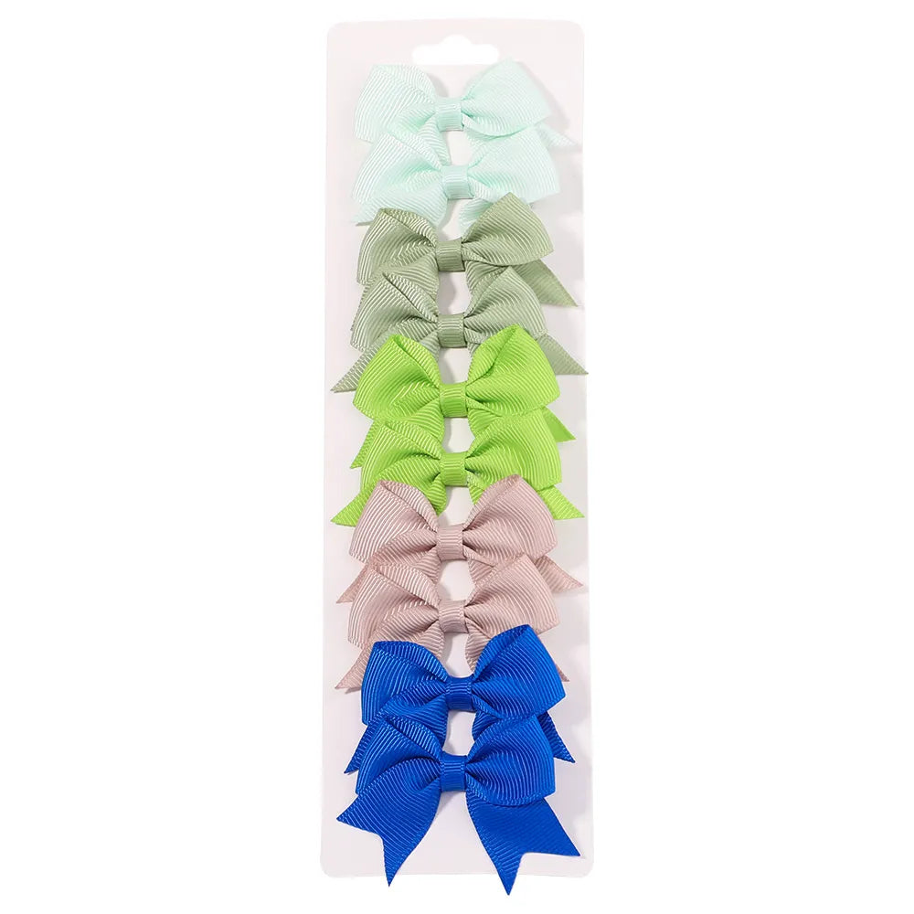 Cute Solid Ribbon Bowknot 10Pcs/Set Hair Clips
