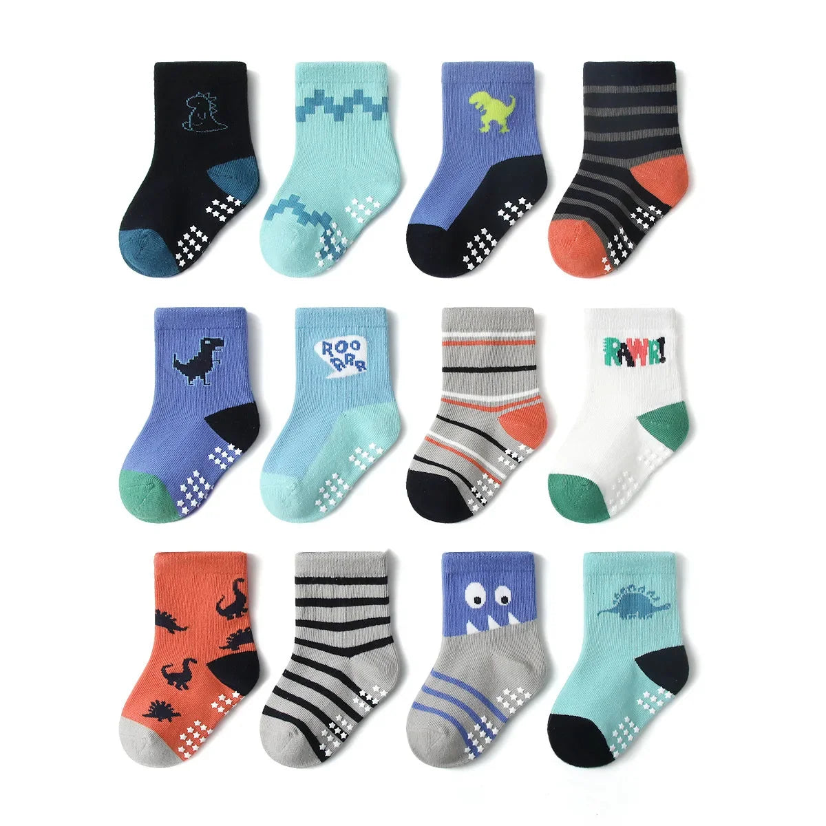 12 Pairs Cotton Non Slip Socks