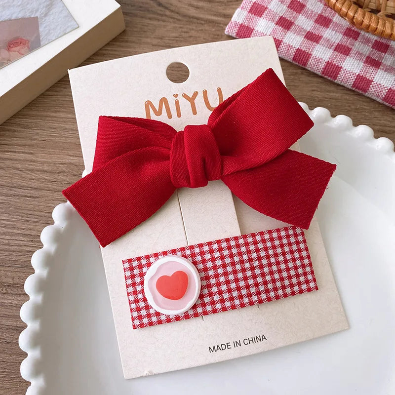 2/4PCS Red Christmas Baby Hair Pins