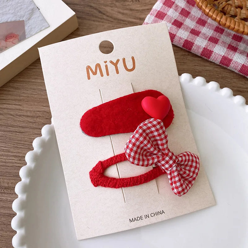 2/4PCS Red Christmas Baby Hair Pins
