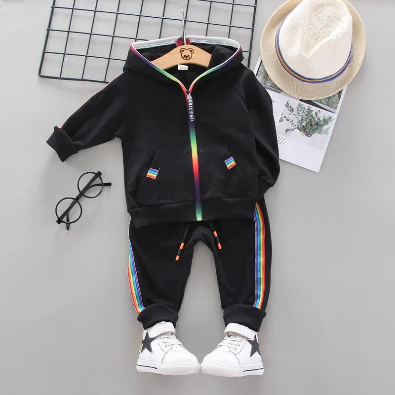 Baby Casual Tracksuit Children Boys Girls Zipper Hoodeis Pants 2Pcs