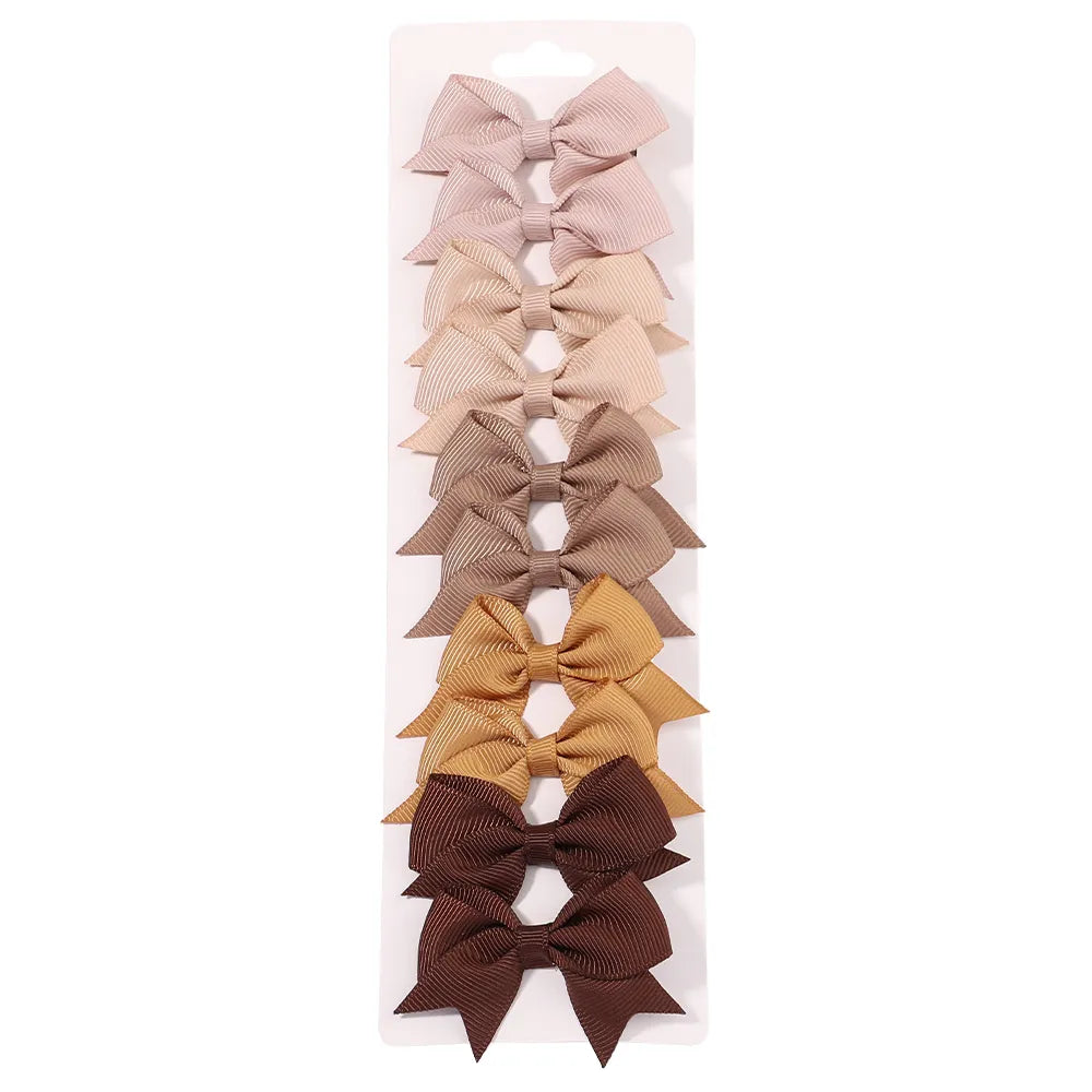 Cute Solid Ribbon Bowknot 10Pcs/Set Hair Clips
