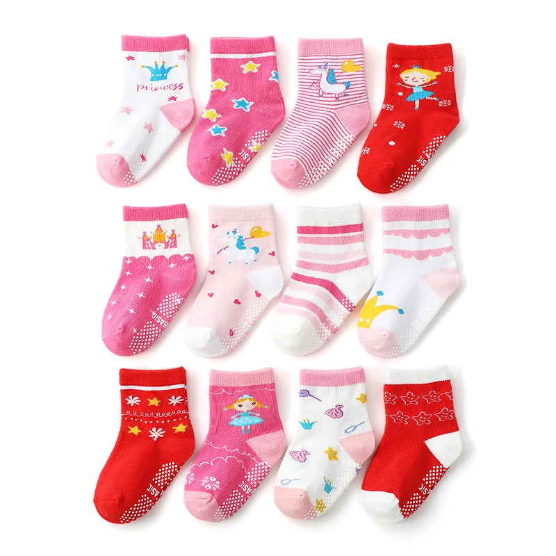 12 Pairs Cotton Non Slip Socks