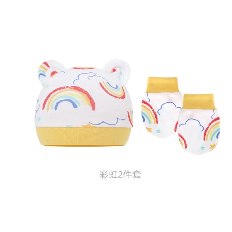 5pcs Baby Cartoon Anti-scratch Gloves Hat Foot Cover Set