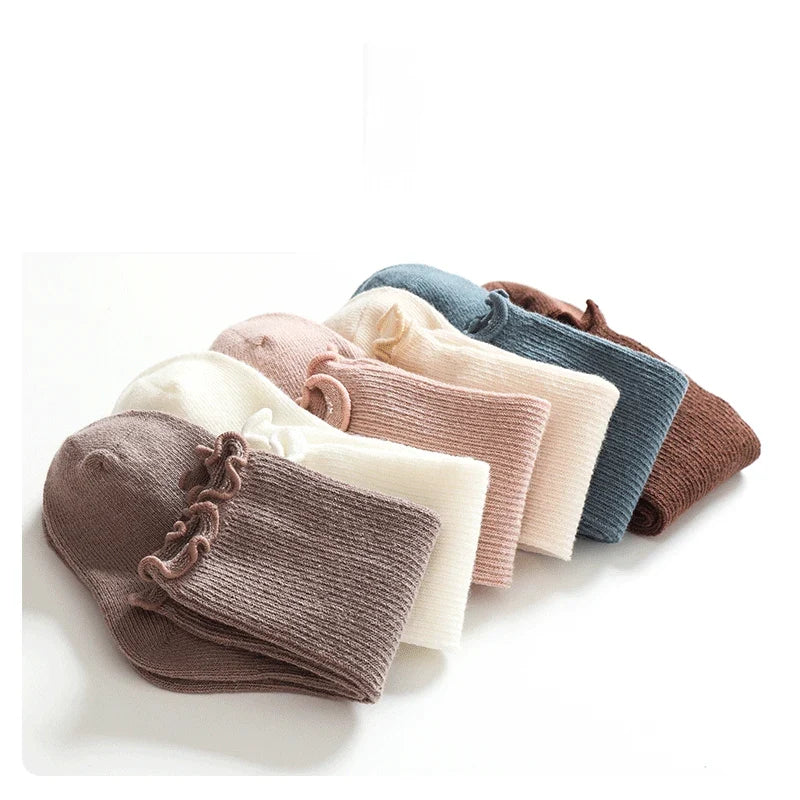 Baby Girl Knee High Socks Newborn Baby Socks Solid Color Cotton Ruffle Kids Long Socks Toddler Girls Christmas Children's Socka