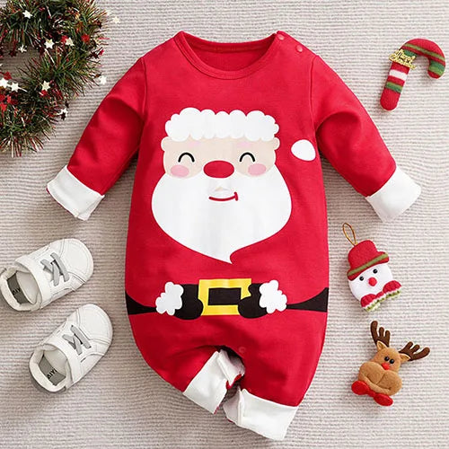 Cozy Baby Christmas Cartoon Hooded Bodysuits