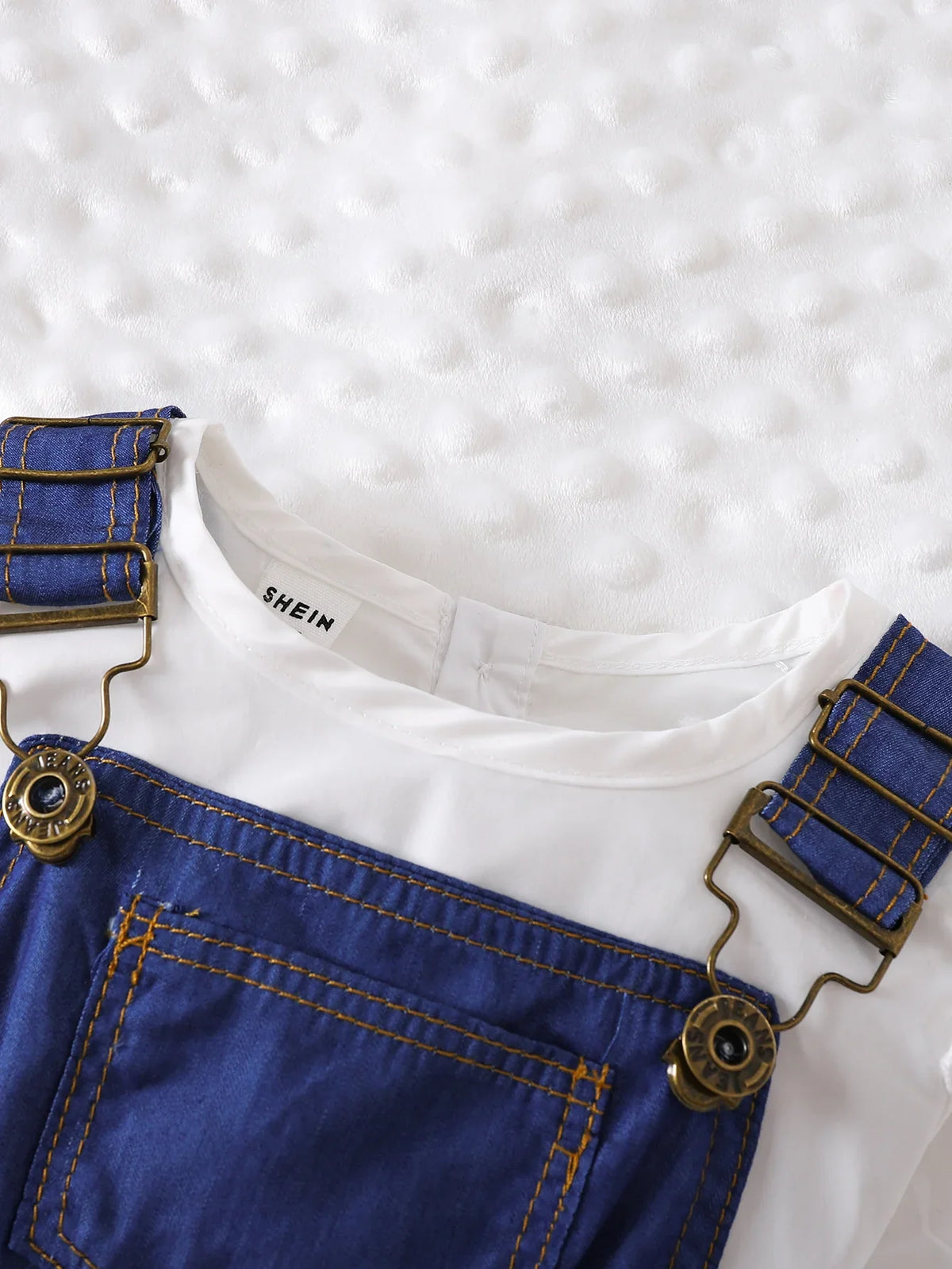 1-3 year old summer baby boy and girl casual solid color sleeveless top+versatile denim shoulder strap shorts set