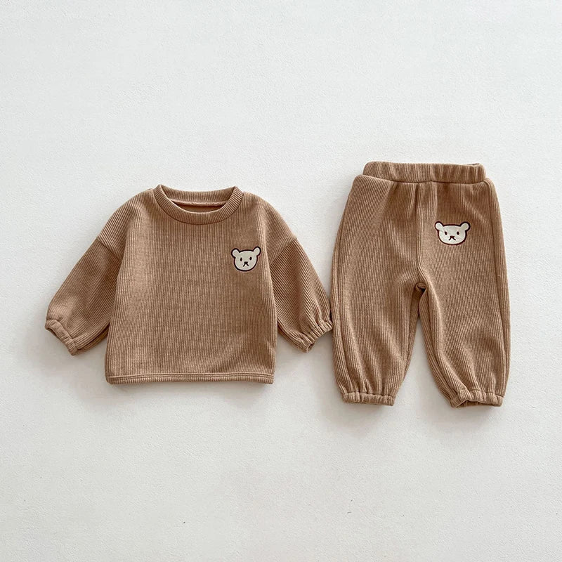 Cartoon Bear Hoodie + Pants Boys Outwear Infant 2PCS
