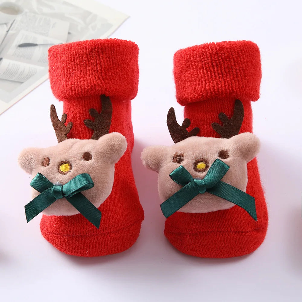 Baby Stuff Toddler Socks Boy Girl Autumn Winter Newborn Warm Cotton Sock Cartoon Animal Red Christmas Socks Infant Clothing 0-1y
