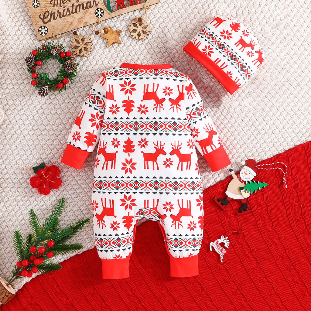 Baby Infant Deer Christmas Cartoon Prints Romper