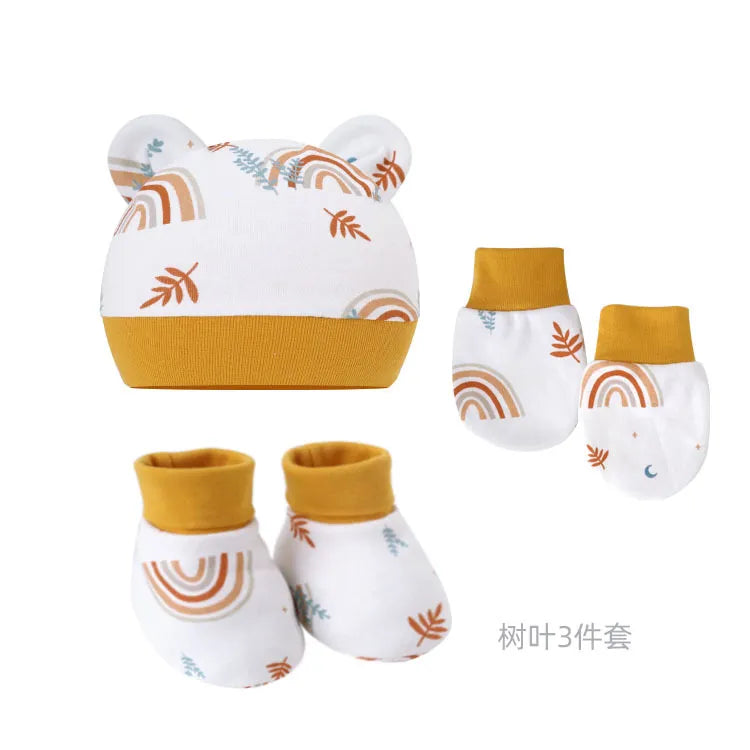 5pcs Baby Cartoon Anti-scratch Gloves Hat Foot Cover Set