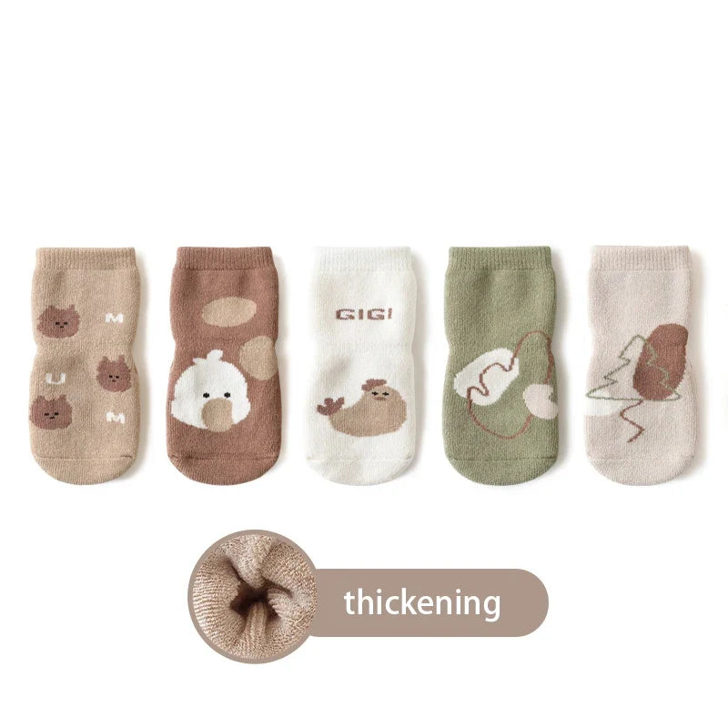 5 Pairs Toddler Cartoon Anti-slip Socks