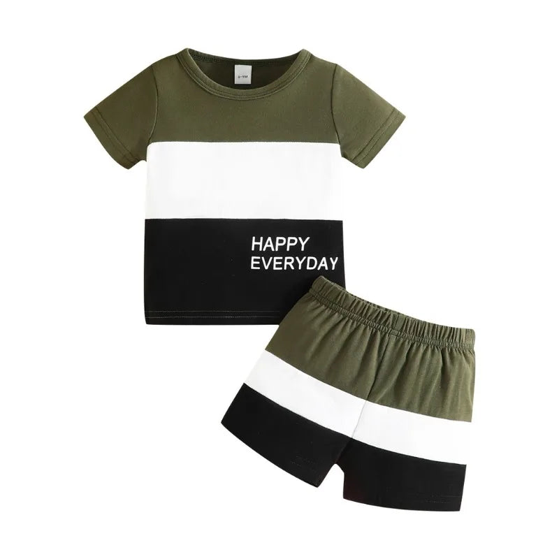 "HAPPY EVERYDAY" Short Sleeve Tshirt and Shorts Summer Outfit