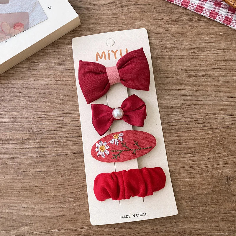 2/4PCS Red Christmas Baby Hair Pins