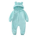 Cute Plush Overal/l Jumpsuit  Hooded Zipper Romper